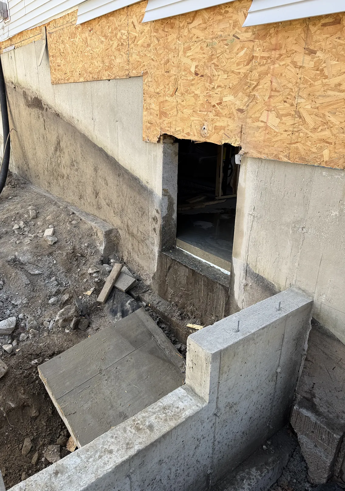 Finished concrete door opening